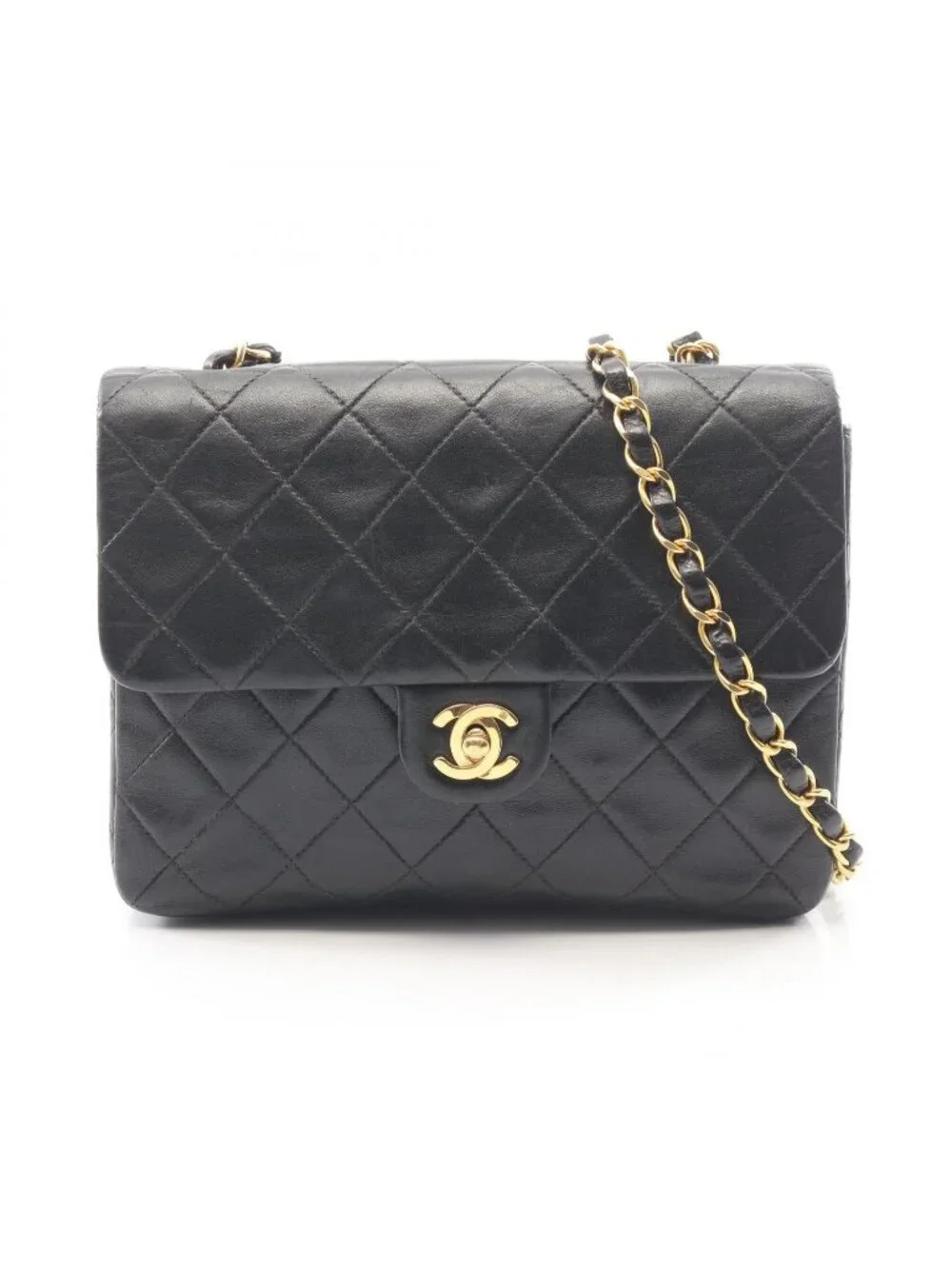 Chanel Shoulder Bag Mini Quilted 20 Black Lambskin